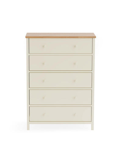 Coxmoor 5 Drawer Wide Chest - Ivory and Oak – Julian Bowen, view 4