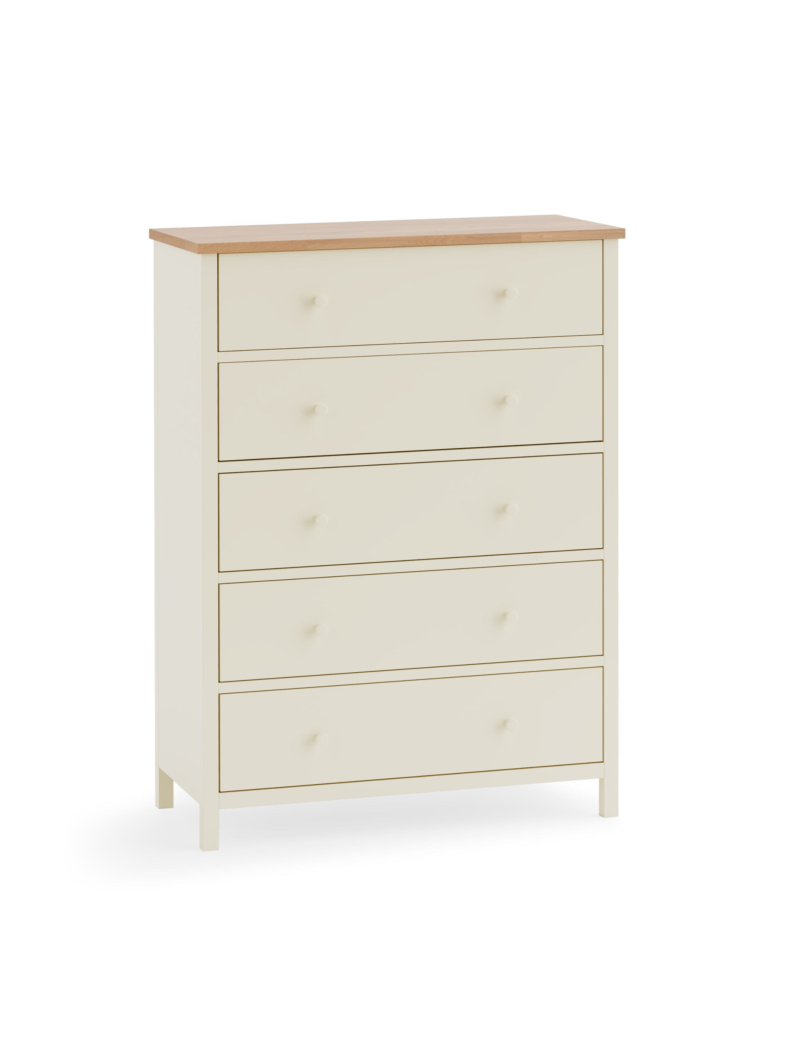 Coxmoor 5 Drawer Wide Chest - Ivory and Oak – Julian Bowen