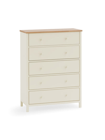 Coxmoor 5 Drawer Wide Chest - Ivory and Oak – Julian Bowen