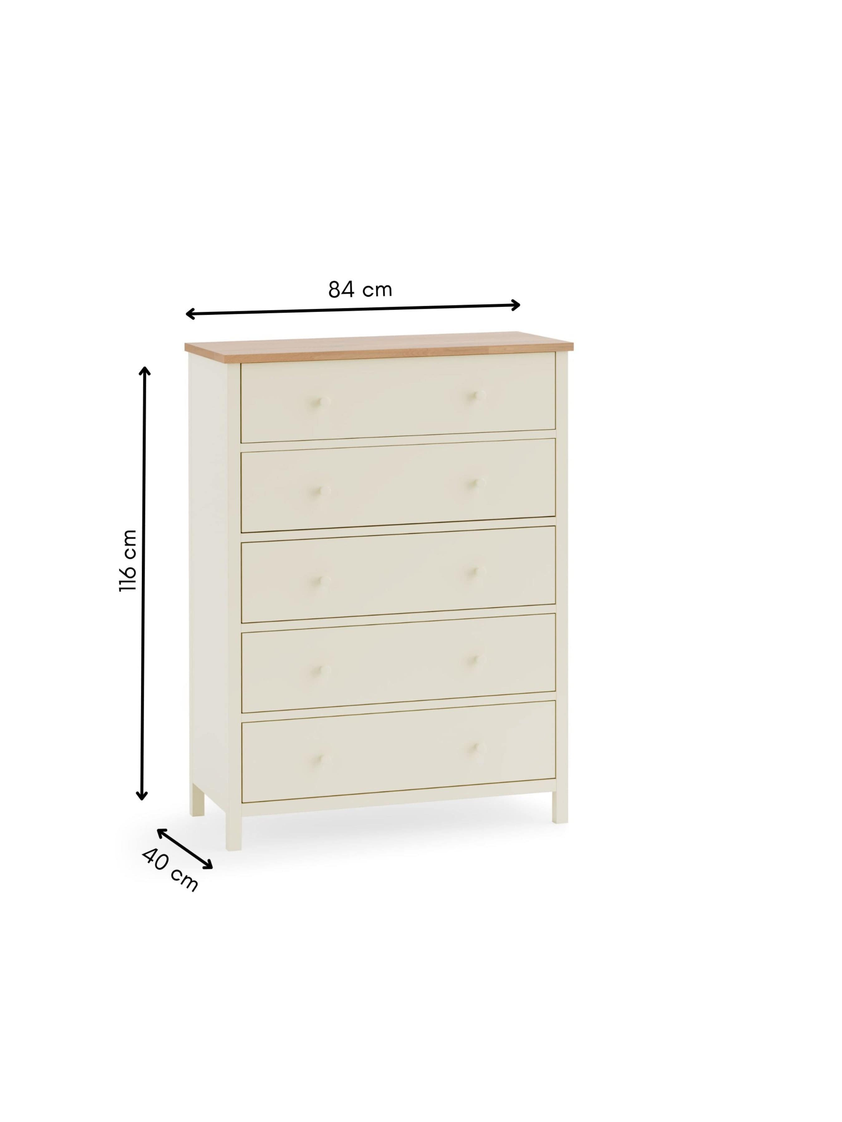 Coxmoor 5 Drawer Wide Chest - Ivory and Oak – Julian Bowen, view 8