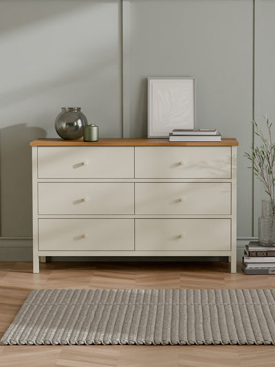 Coxmoor 6 Drawer Chest - Ivory and Oak – Julian Bowen, view 2