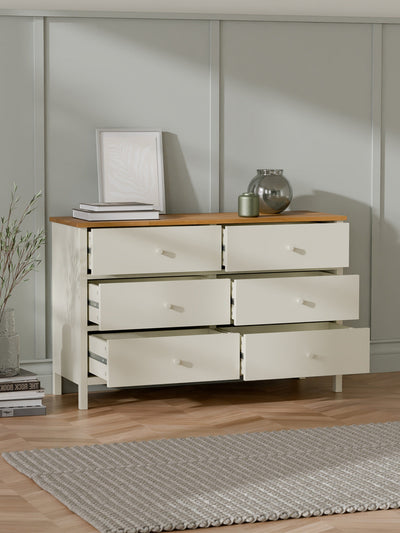 Coxmoor 6 Drawer Chest - Ivory and Oak – Julian Bowen, view 3