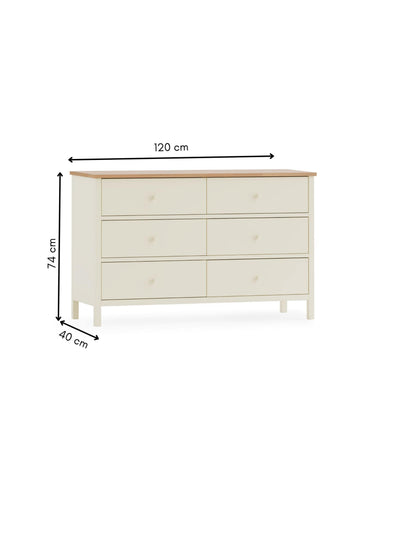 Coxmoor 6 Drawer Chest - Ivory and Oak – Julian Bowen, view 8