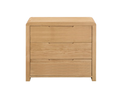 Curve Oak 3 Drawer Chest – Julian Bowen, view 3