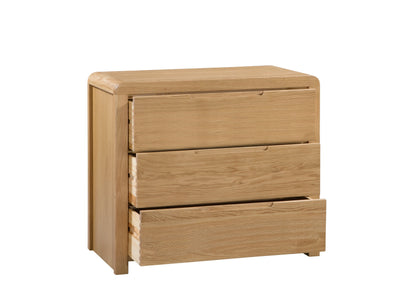Curve Oak 3 Drawer Chest – Julian Bowen, view 2