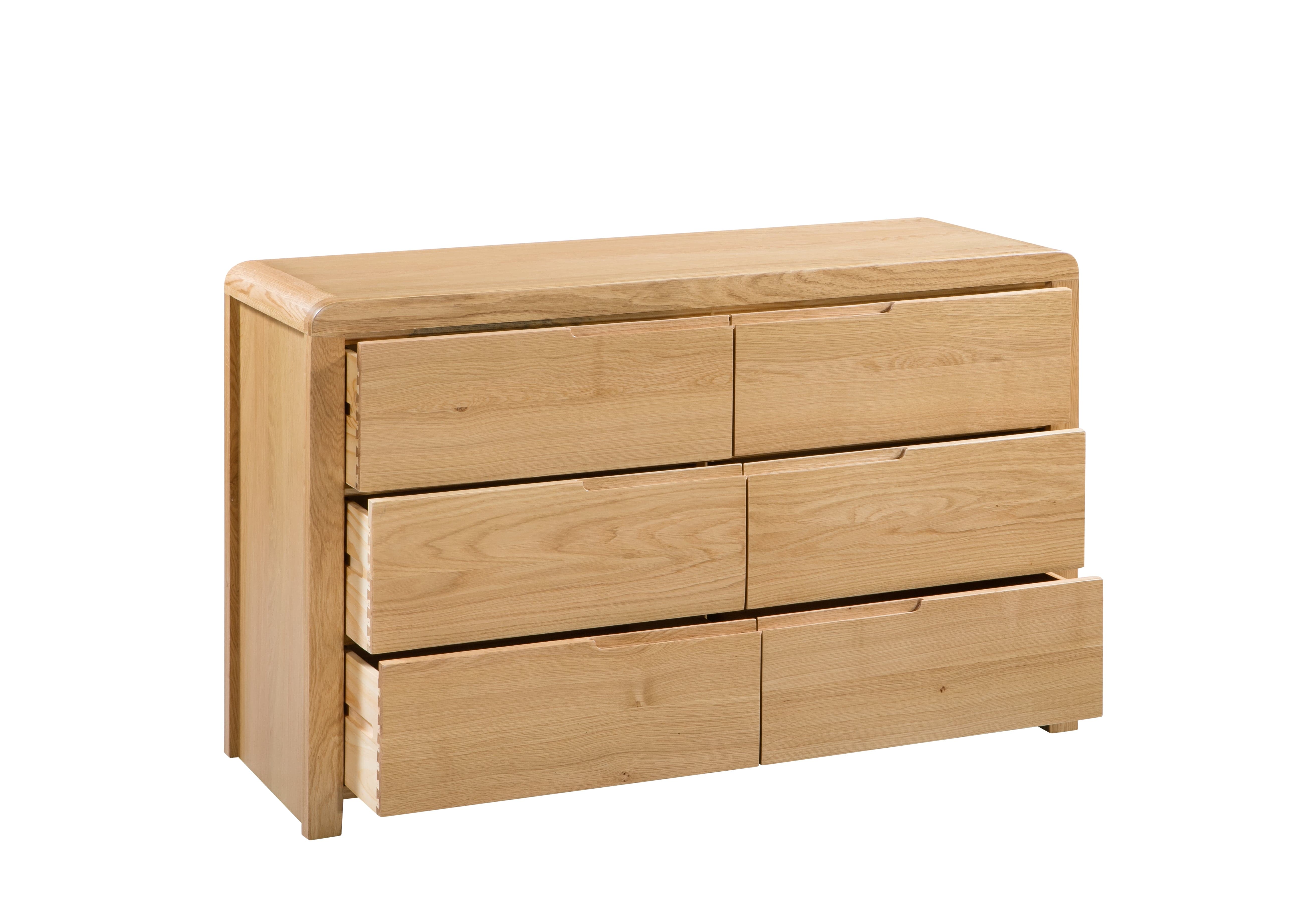 Curve Oak 6 Drawer Wide Chest – Julian Bowen, view 2
