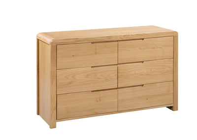 Curve Oak 6 Drawer Wide Chest – Julian Bowen