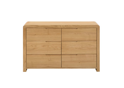 Curve Oak 6 Drawer Wide Chest – Julian Bowen, view 3