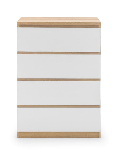 Julian Bowen Chest Of Drawers Jupiter 4 Drawer Chest White & Oak Bed Kings