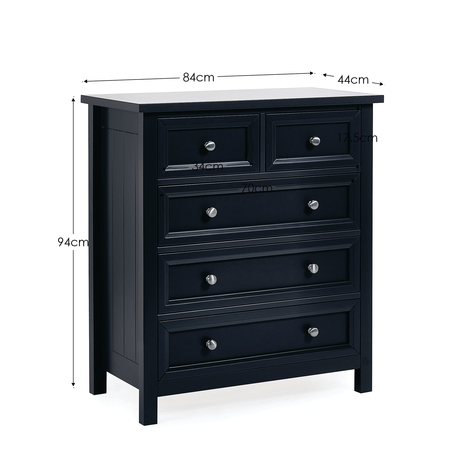 Maine 3+2 Drawer Chest - Anthracite – Julian Bowen, view 9