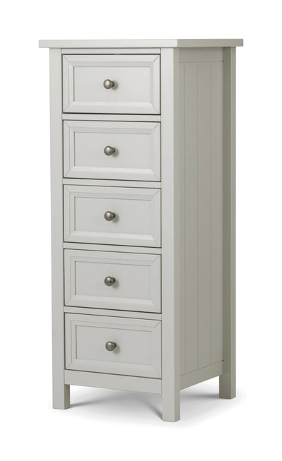 Maine 5 Drawer Tall Chest- Dove Grey – Julian Bowen