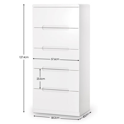 Manhattan 5 Drawer Narrow Chest – Julian Bowen, view 3