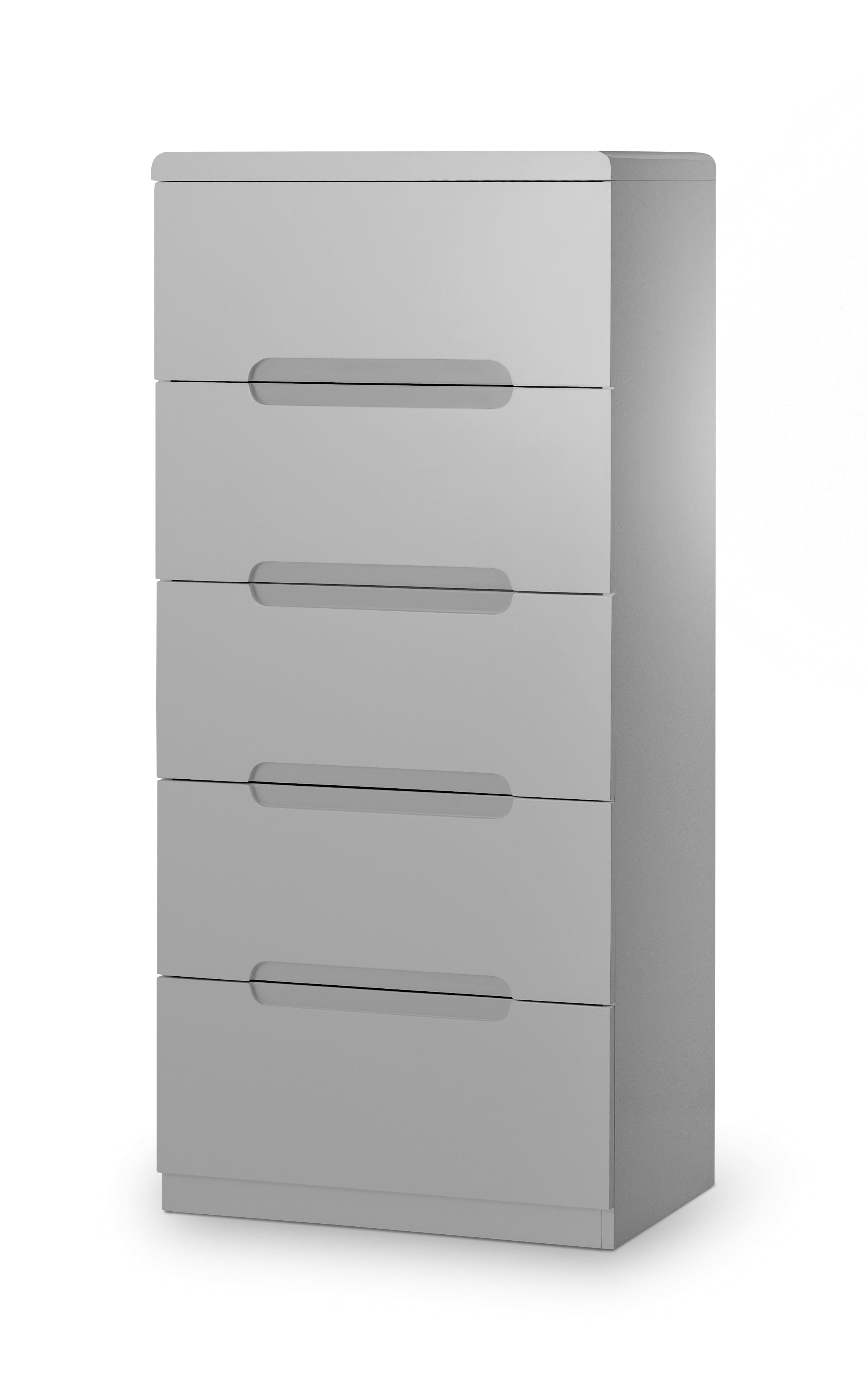 Manhattan 5 Drawer Narrow Chest - Grey – Julian Bowen