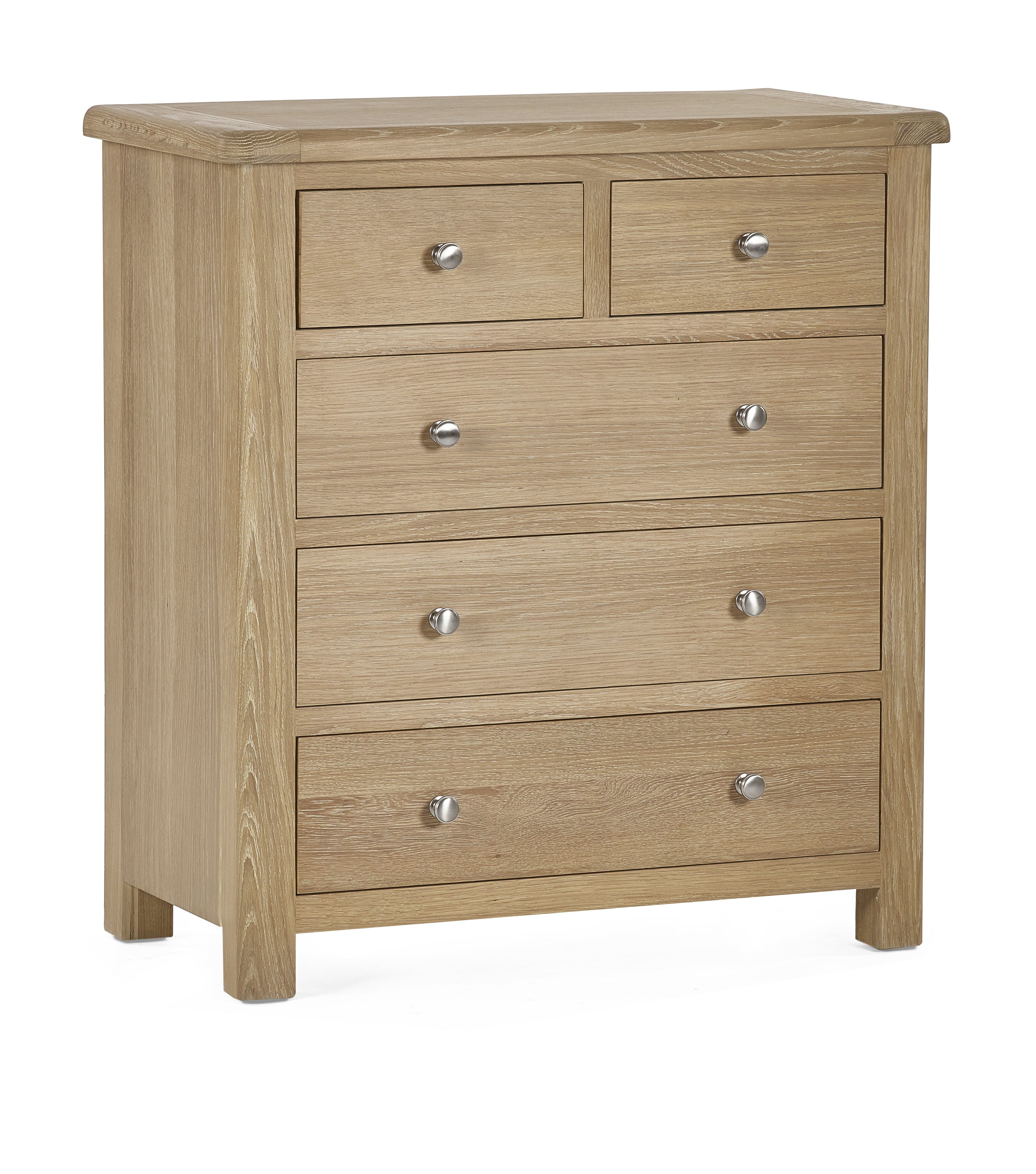 Memphis Limed Oak 3 + 2 Drawer Chest – Julian Bowen, view 2