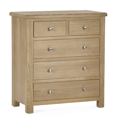 Memphis Limed Oak 3 + 2 Drawer Chest – Julian Bowen, view 2