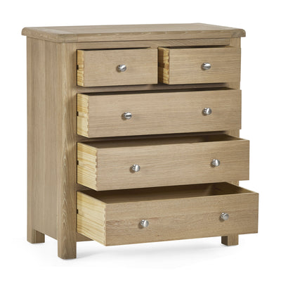 Memphis Limed Oak 3 + 2 Drawer Chest – Julian Bowen, view 3