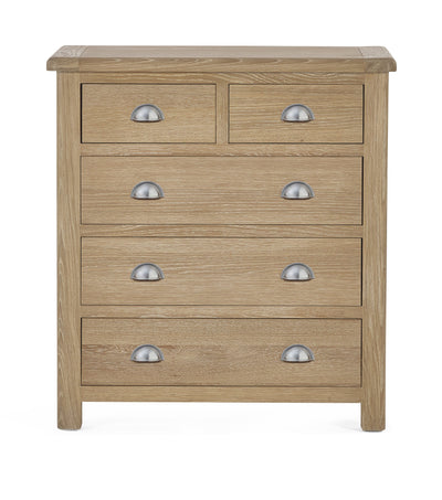Memphis Limed Oak 3 + 2 Drawer Chest – Julian Bowen, view 5
