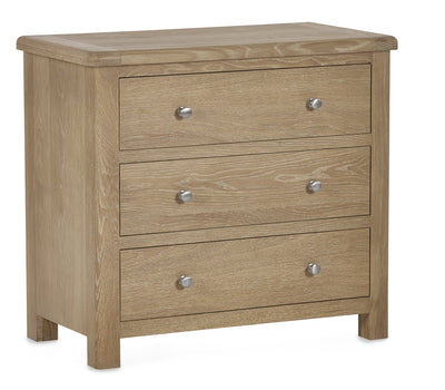Memphis Limed Oak 3 Drawer Chest – Julian Bowen, view 2