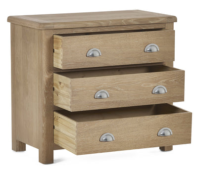 Memphis Limed Oak 3 Drawer Chest – Julian Bowen, view 4