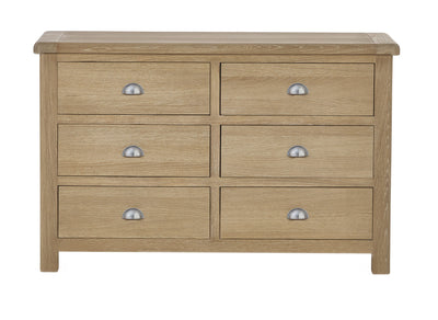 Memphis Limed Oak 6 Drawer Wide Chest – Julian Bowen, view 5