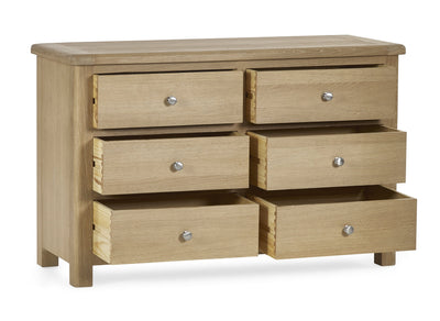 Memphis Limed Oak 6 Drawer Wide Chest – Julian Bowen, view 4