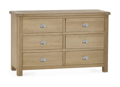 Memphis Limed Oak 6 Drawer Wide Chest – Julian Bowen
