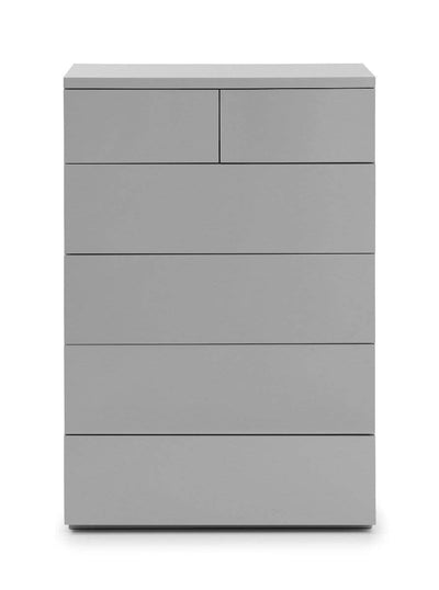 Julian Bowen Chest Of Drawers Monaco 4+2 Drw Chest - Grey Gloss Bed Kings