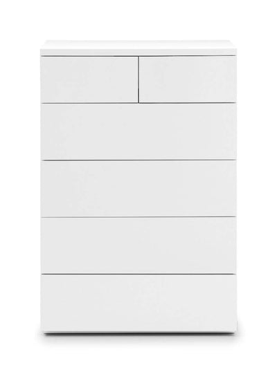 Julian Bowen Chest Of Drawers Monaco 4+2 Drw Chest - White Gloss Bed Kings