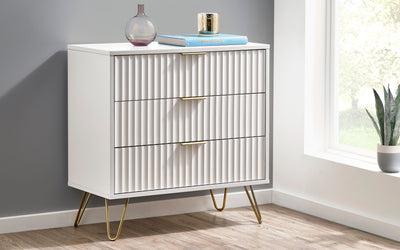 Murano 3 Drawer Chest - Matt White – Julian Bowen, view 6