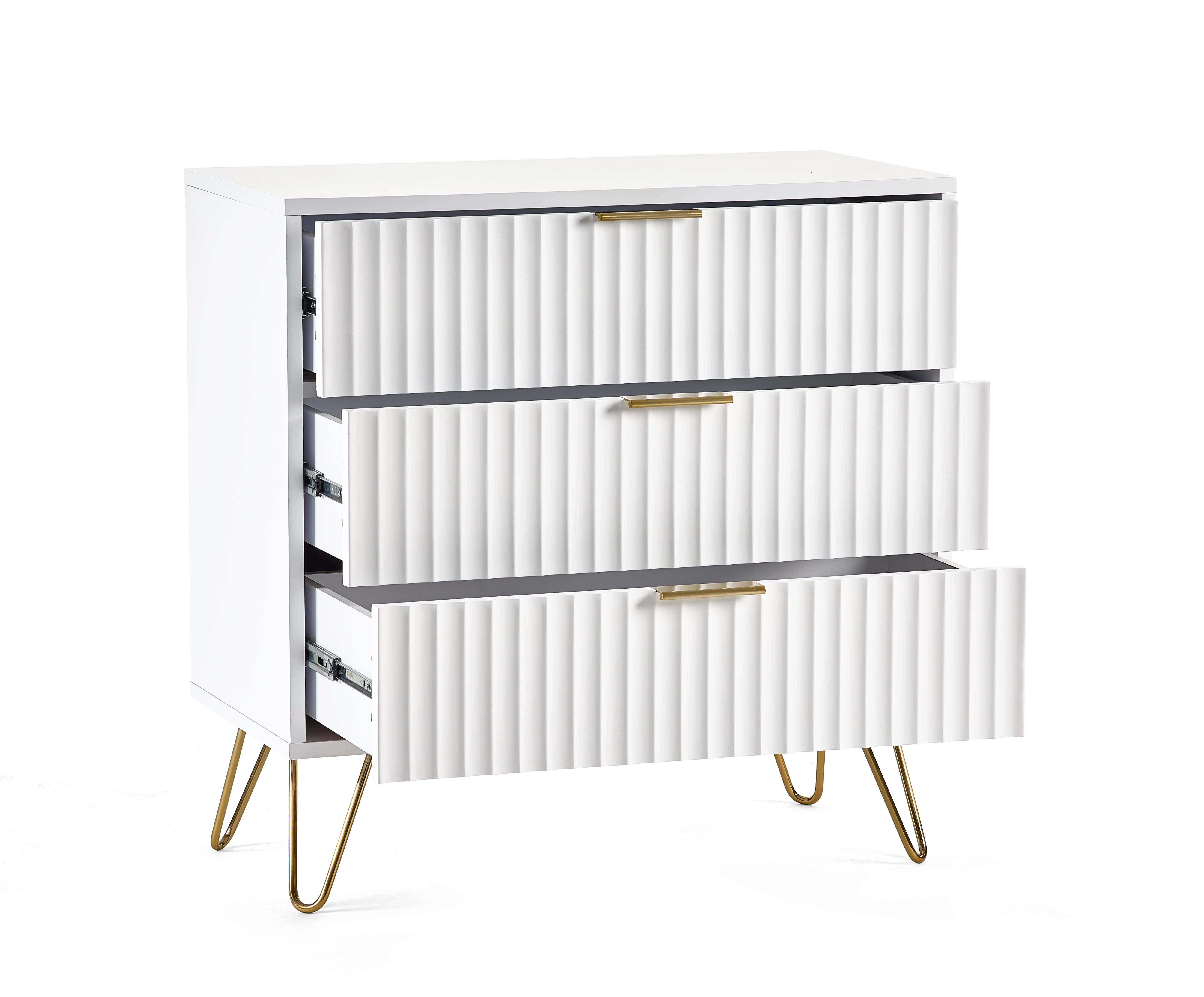 Murano 3 Drawer Chest - Matt White – Julian Bowen, view 2