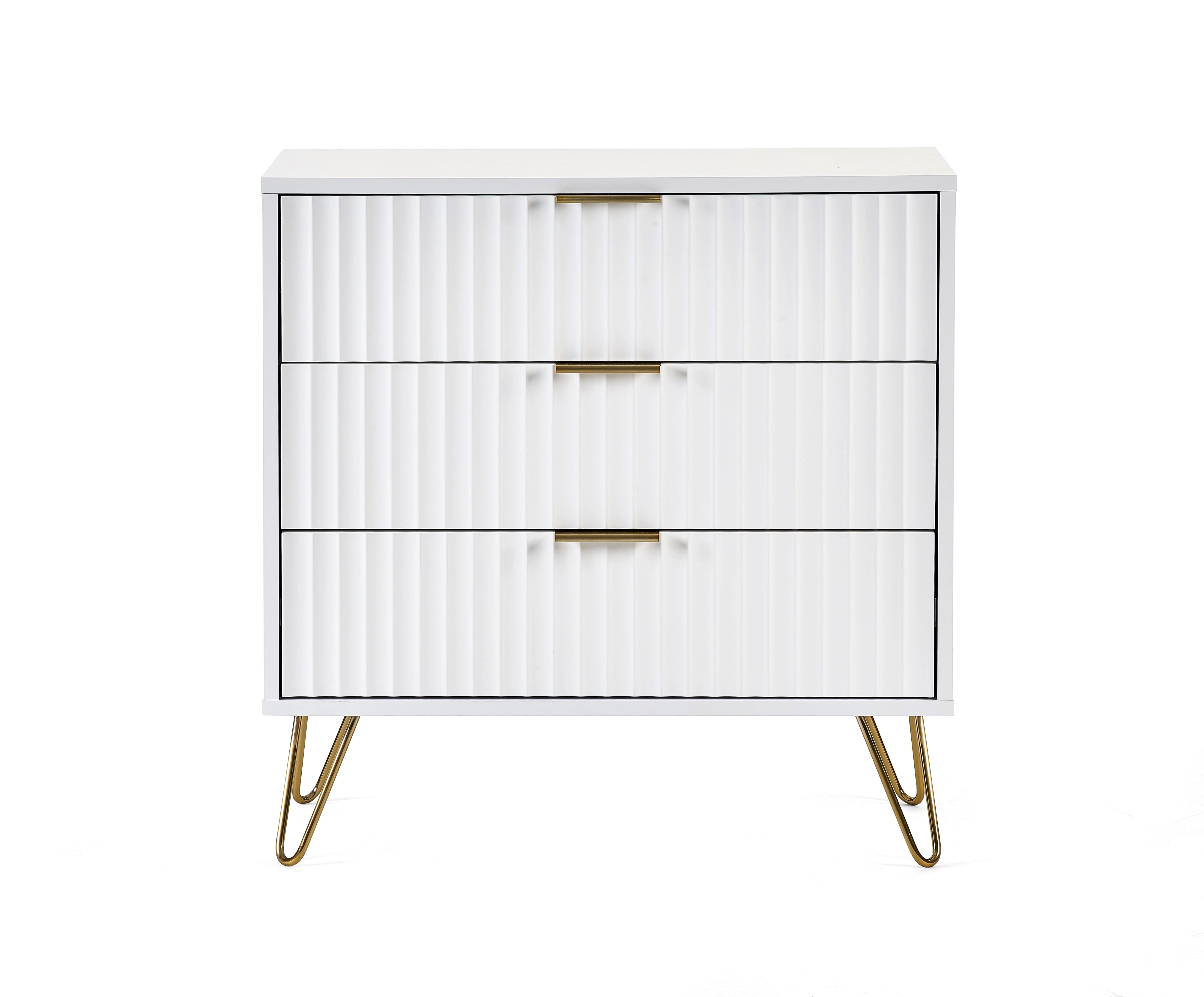 Murano 3 Drawer Chest - Matt White – Julian Bowen, view 3