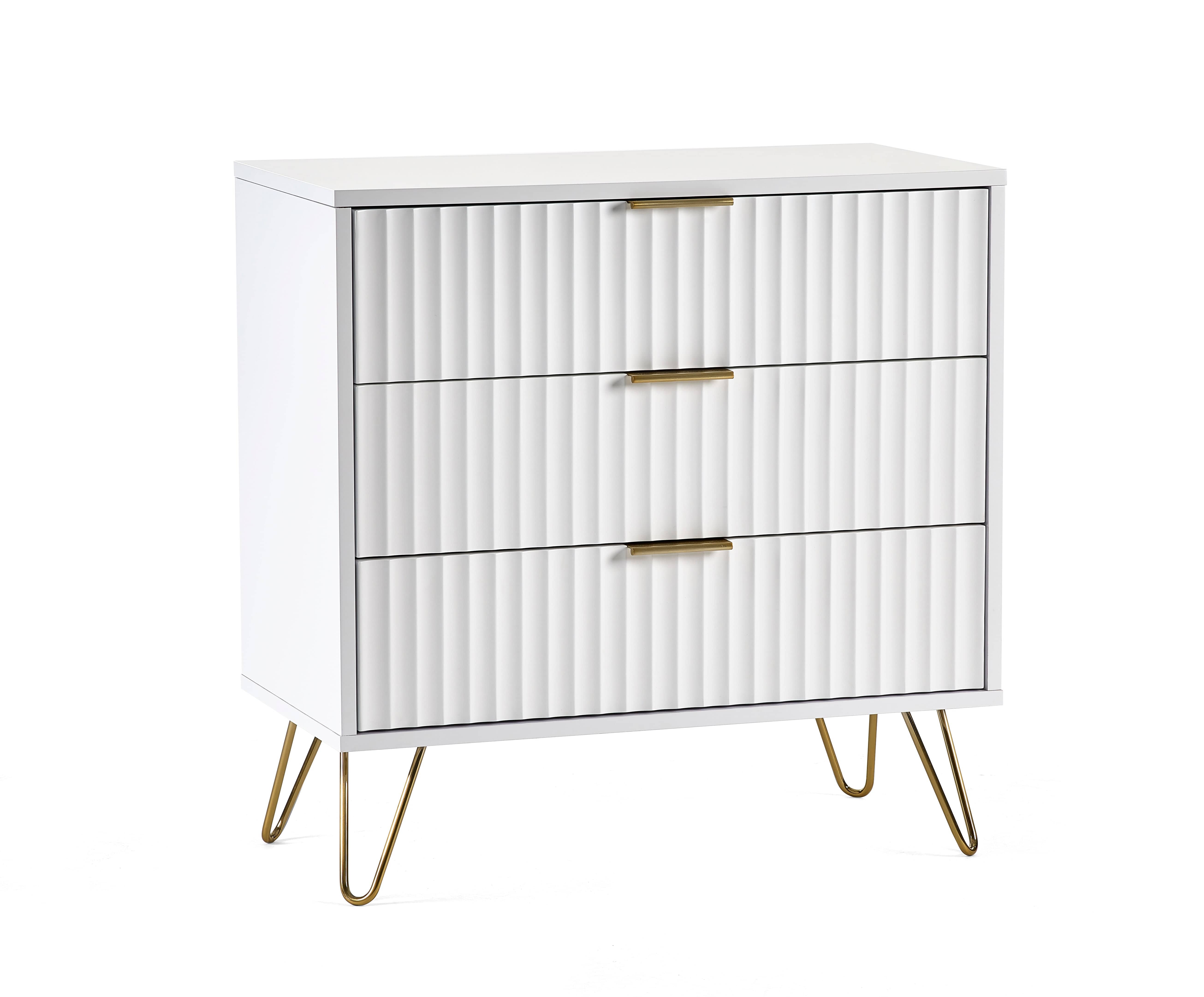 Murano 3 Drawer Chest - Matt White – Julian Bowen