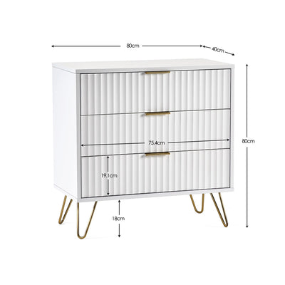 Murano 3 Drawer Chest - Matt White – Julian Bowen, view 5
