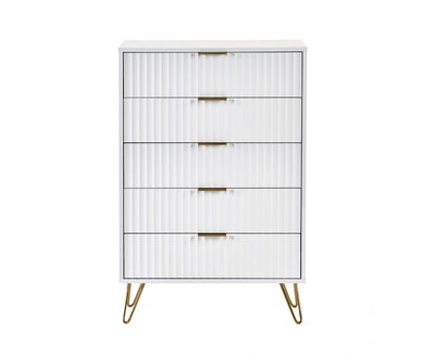 Murano 5 Drawer Chest - Matt White – Julian Bowen, view 3