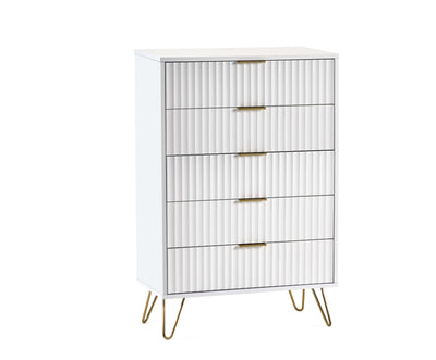 Murano 5 Drawer Chest - Matt White – Julian Bowen