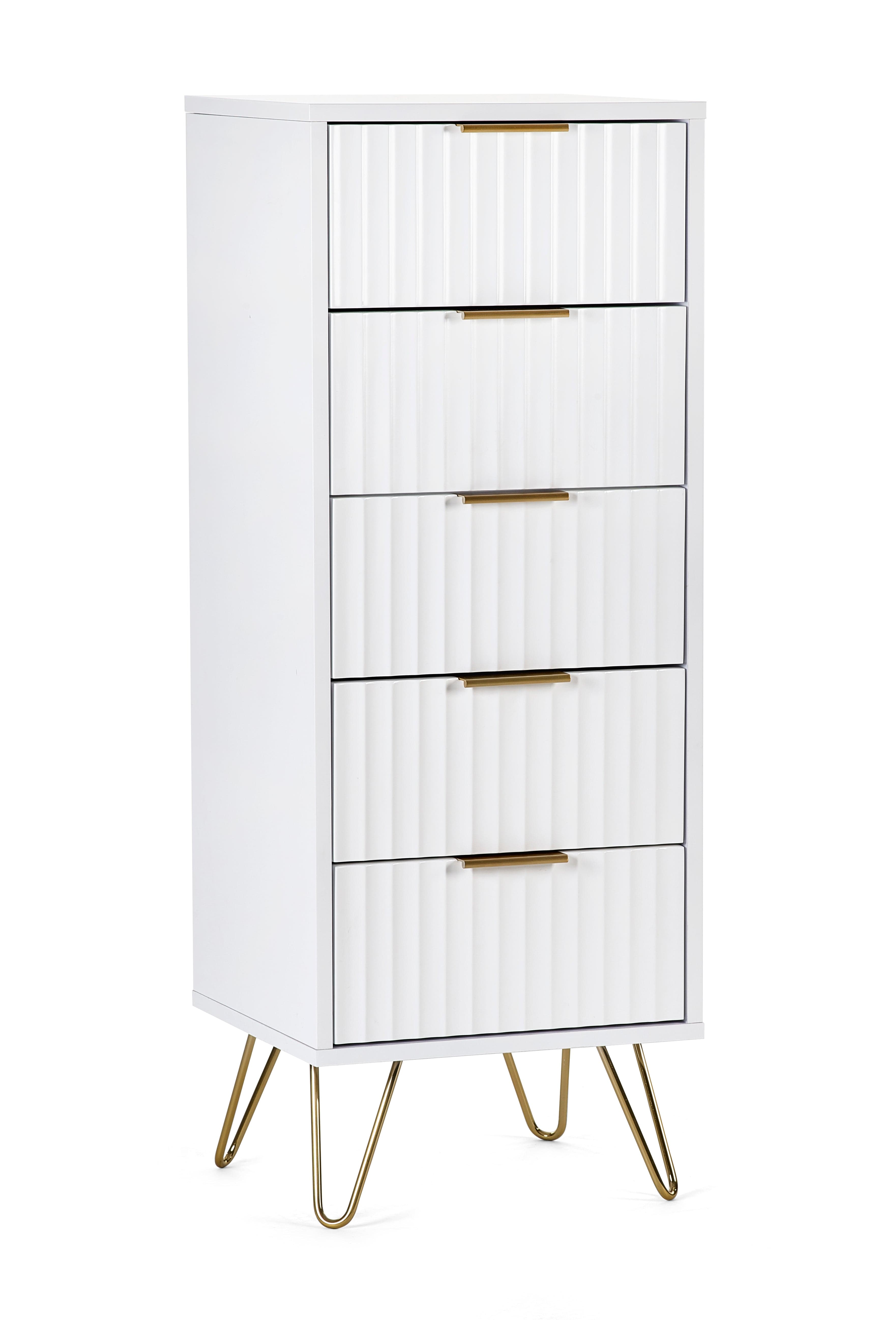 Murano 5 Drawer Tallboy - Matt White – Julian Bowen