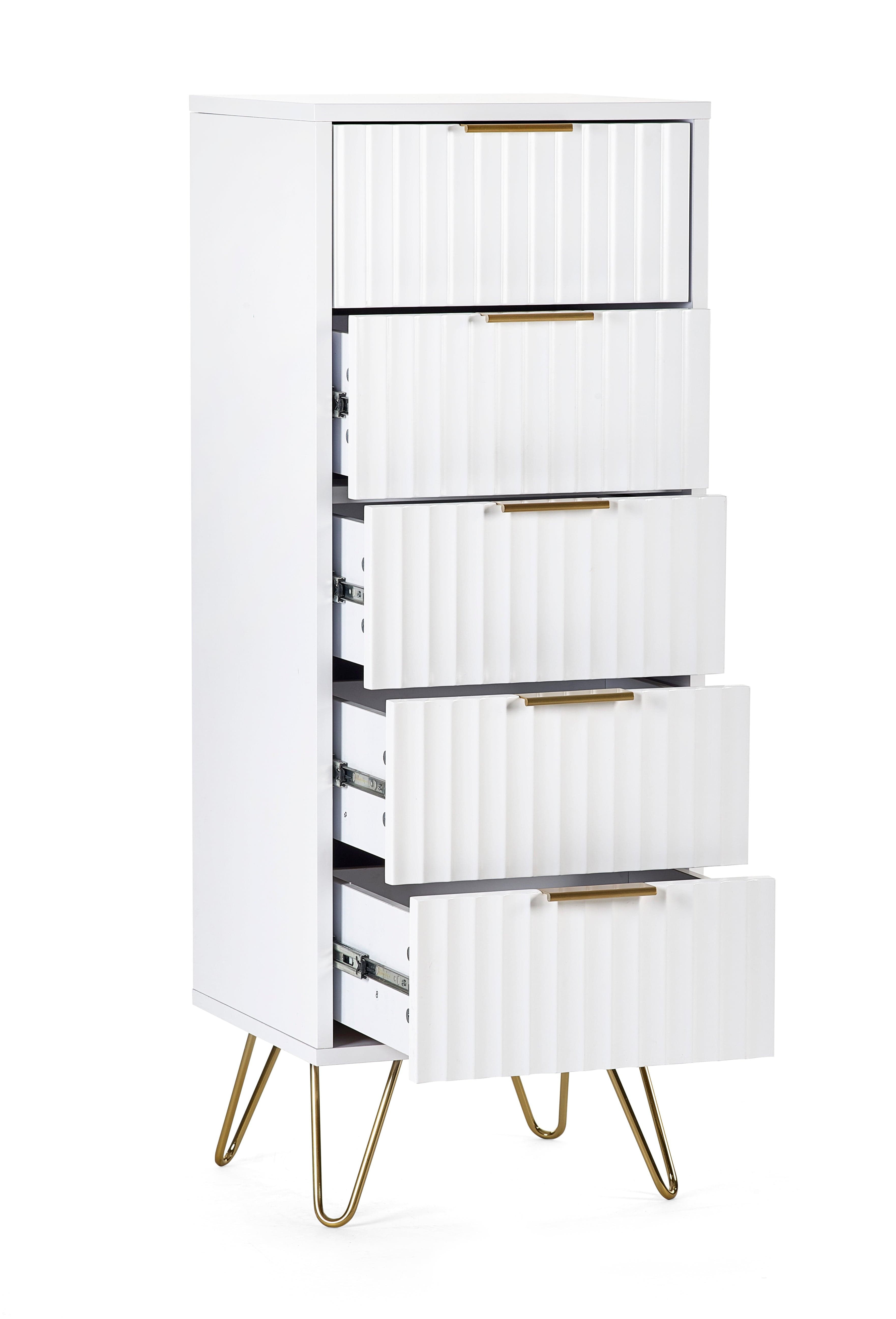 Murano 5 Drawer Tallboy - Matt White – Julian Bowen, view 2