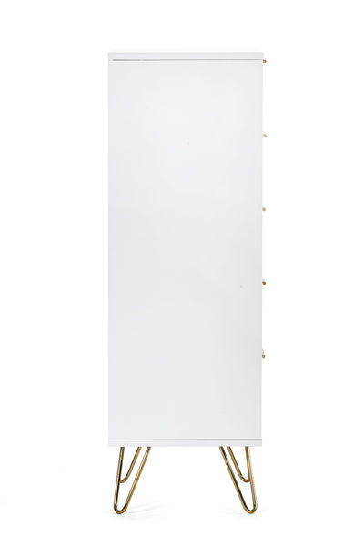 Murano 5 Drawer Tallboy - Matt White – Julian Bowen, view 4