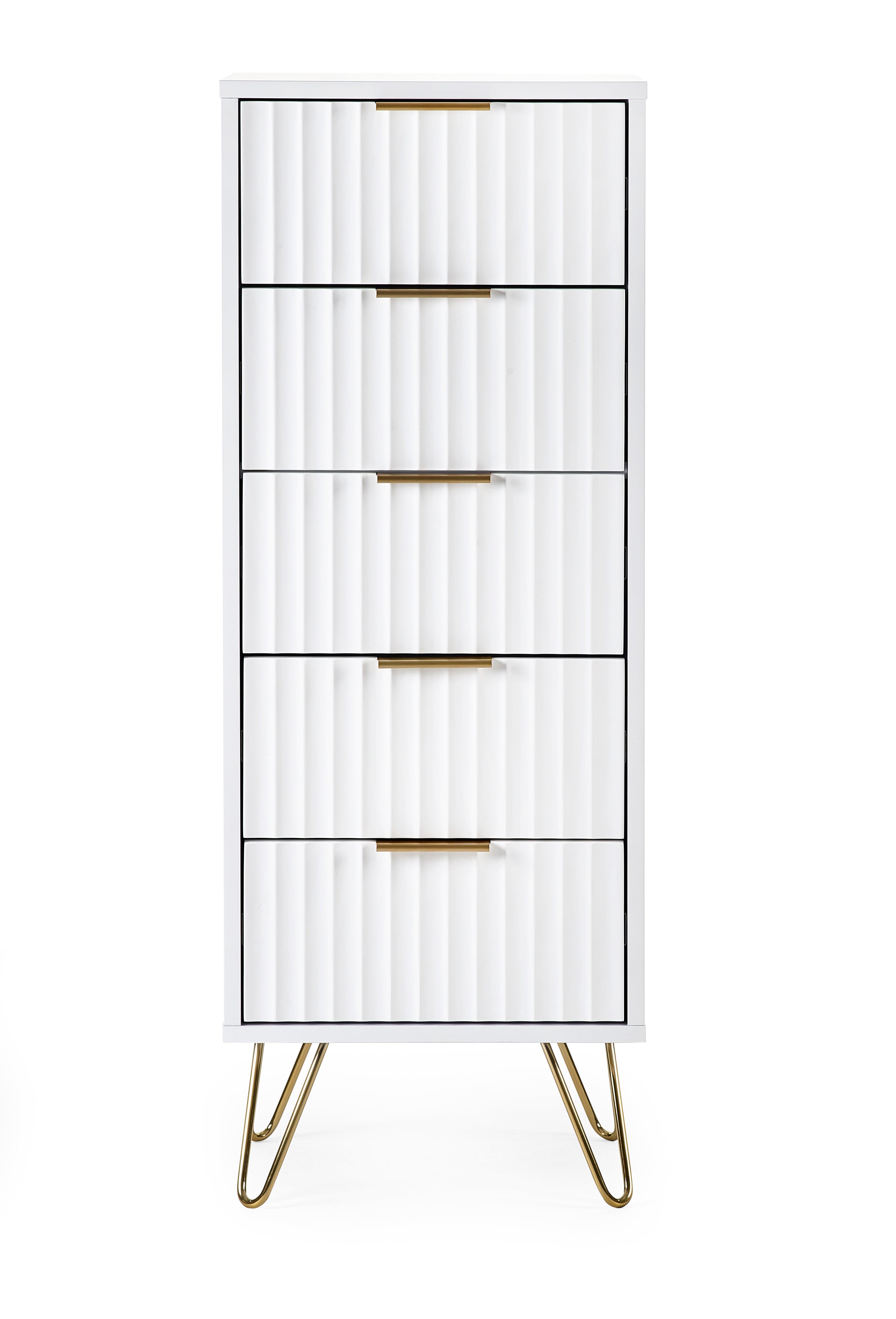Murano 5 Drawer Tallboy - Matt White – Julian Bowen, view 3
