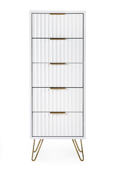 Murano 5 Drawer Tallboy - Matt White – Julian Bowen, view 3