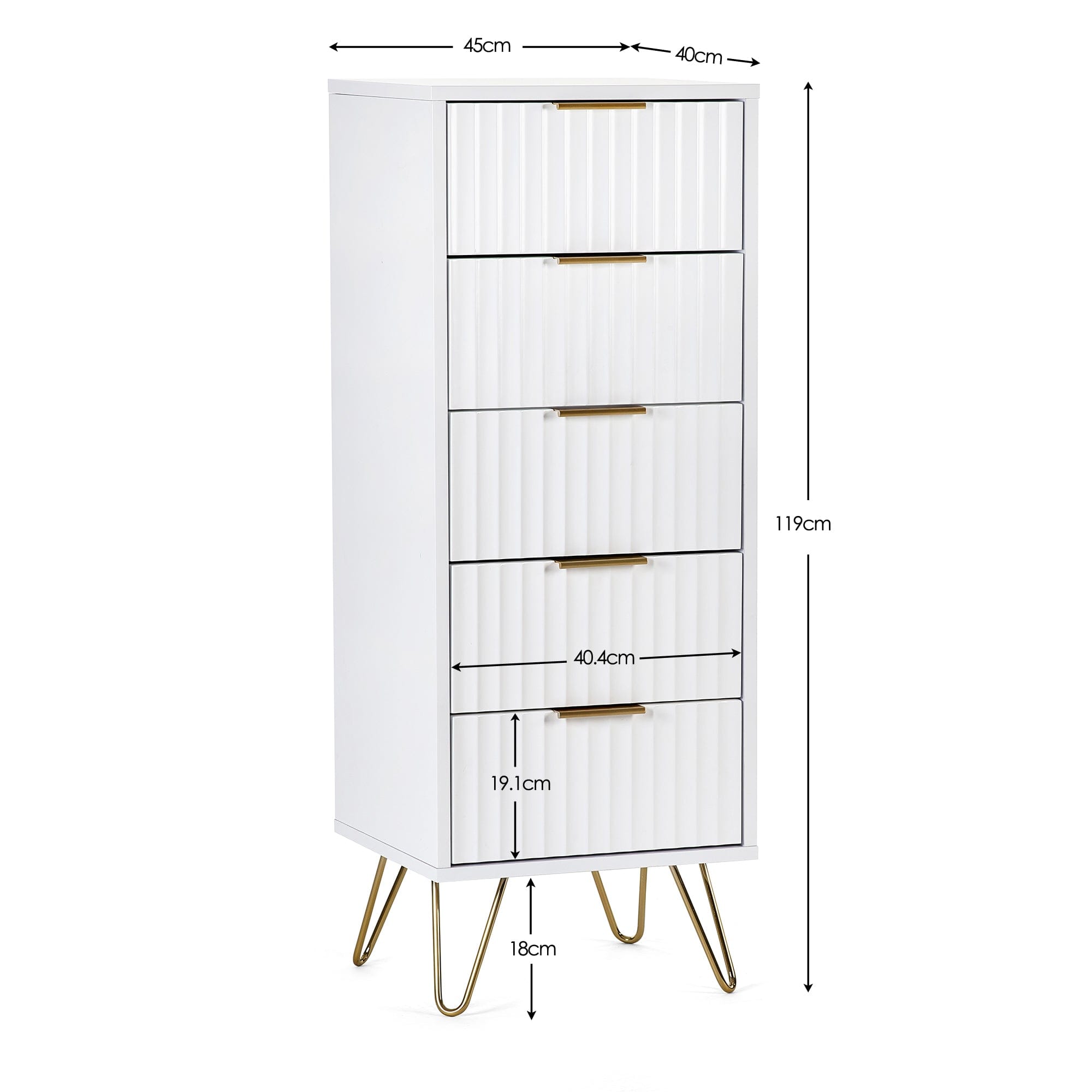 Murano 5 Drawer Tallboy - Matt White – Julian Bowen, view 5