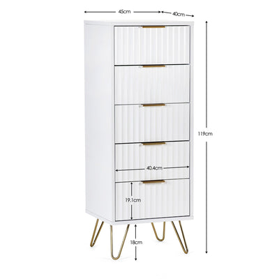 Murano 5 Drawer Tallboy - Matt White – Julian Bowen, view 5
