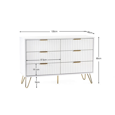 Murano 6 Drawer Chest - Matt White – Julian Bowen