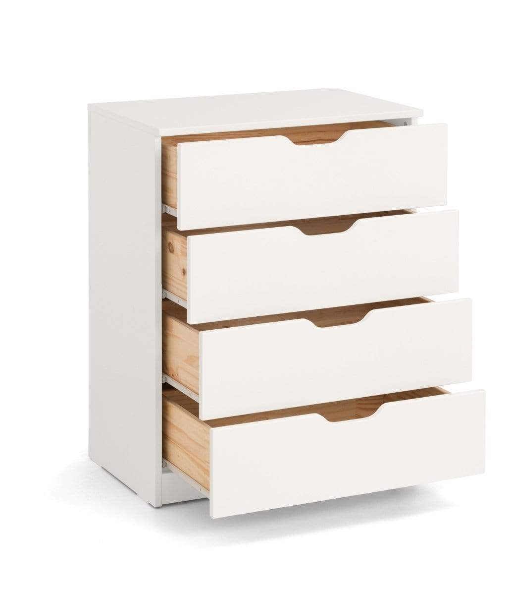 Julian Bowen CHEST OF DRAWERS Pluto 4 Drawer Chest Stone White Bed Kings