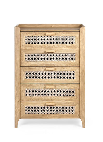 Sydney 5 Drawer Chest - Rattan Effect – Julian Bowen, view 2
