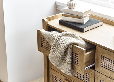 Sydney 6 Drawer Wide Chest - Rattan Effect – Julian Bowen, view 4