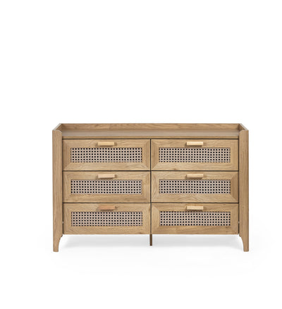 Sydney 6 Drawer Wide Chest - Rattan Effect – Julian Bowen, view 2