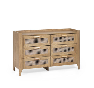 Sydney 6 Drawer Wide Chest - Rattan Effect – Julian Bowen