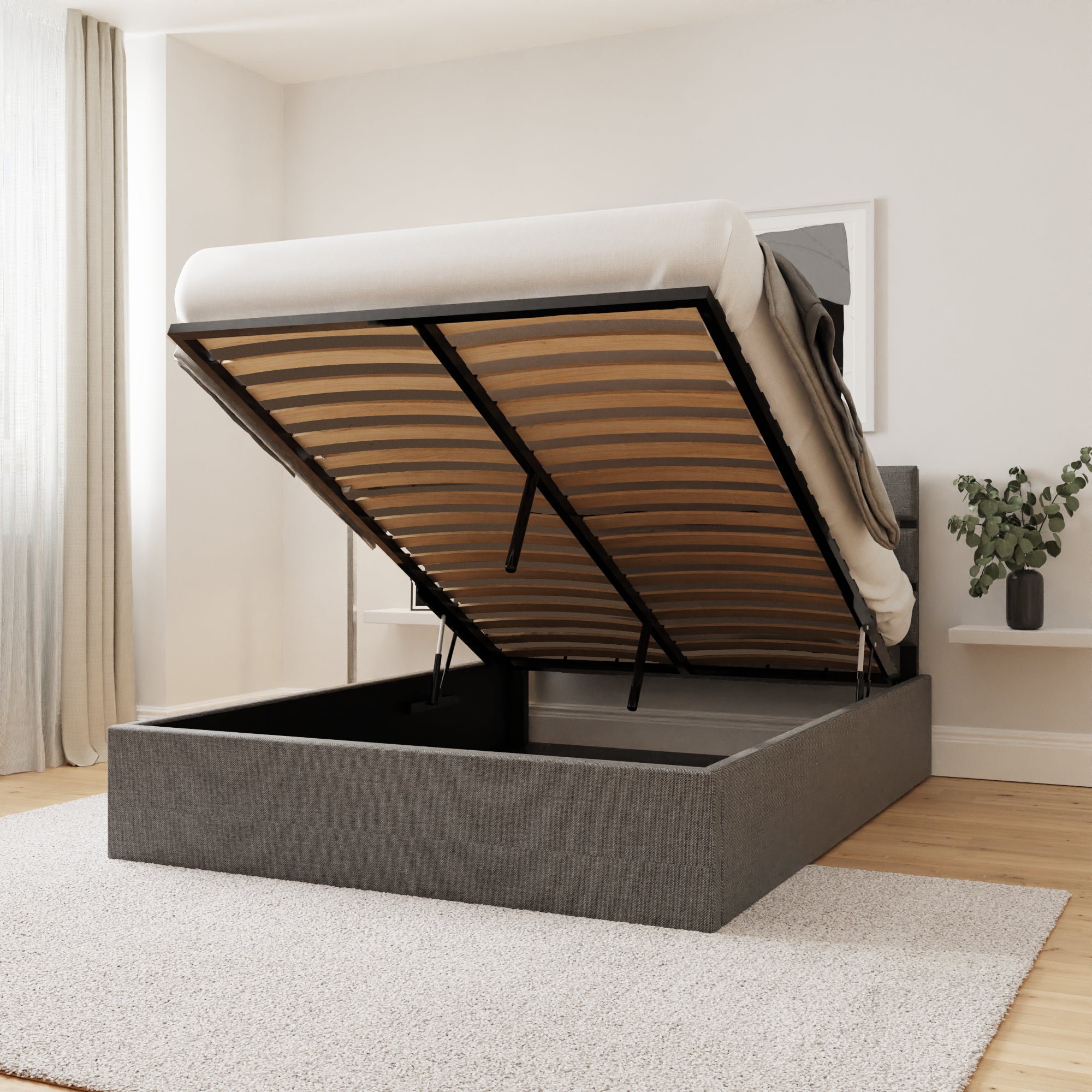 Hudson 135cm End Lift Ottoman Bed – Grey