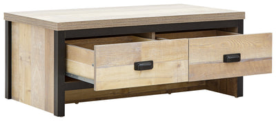 GFW Coffee Table Boston 2 Drawer Coffee Table Oak Bed Kings